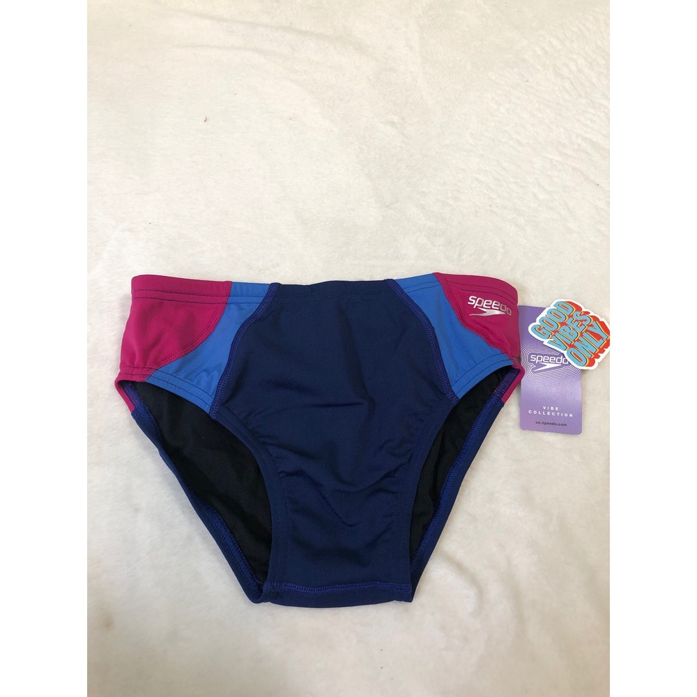 NEW Speedo Swim Brief Mens 30 Magenta Haze Vibe Collection Colorblock